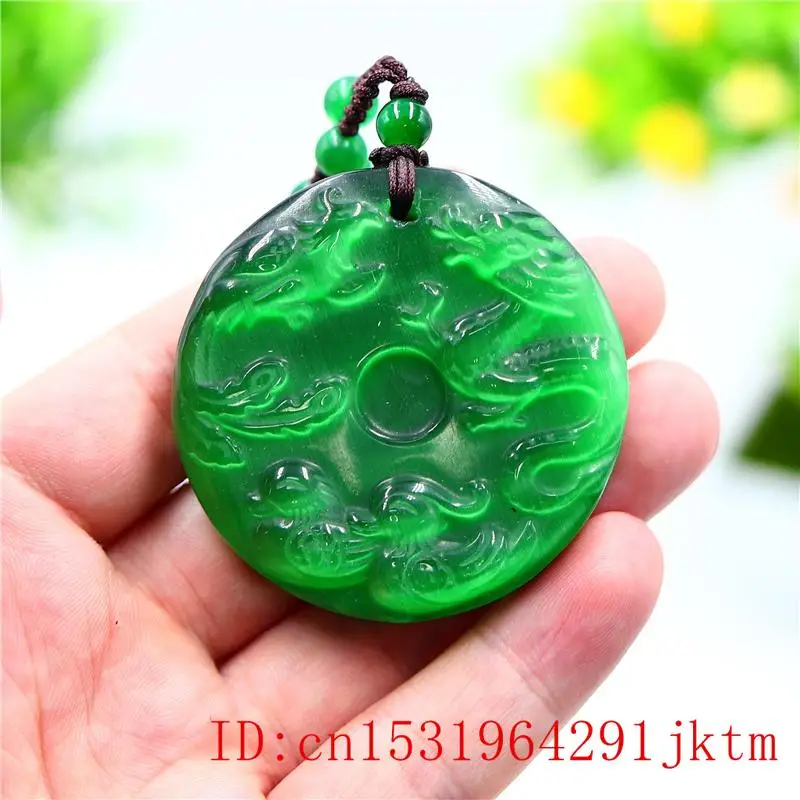 

Зеленый нефрит Дракон Феникс кулон ожерелье ювелирные изделия подарки модный амулет натуральный резной китайский шарм