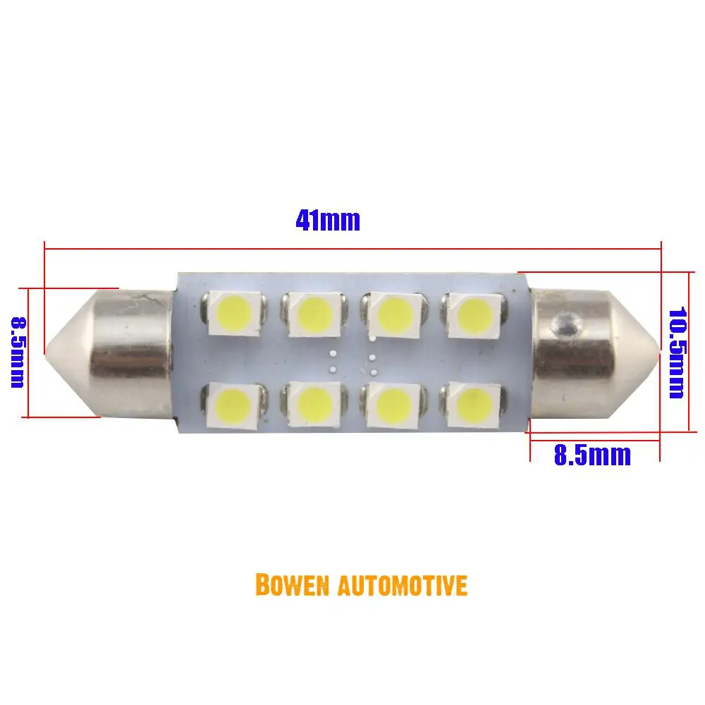 LD 2X автомобильная лампа на крышу led1210 / 3528smd 31 36 39 41 мм 8smd двойная заостренная для