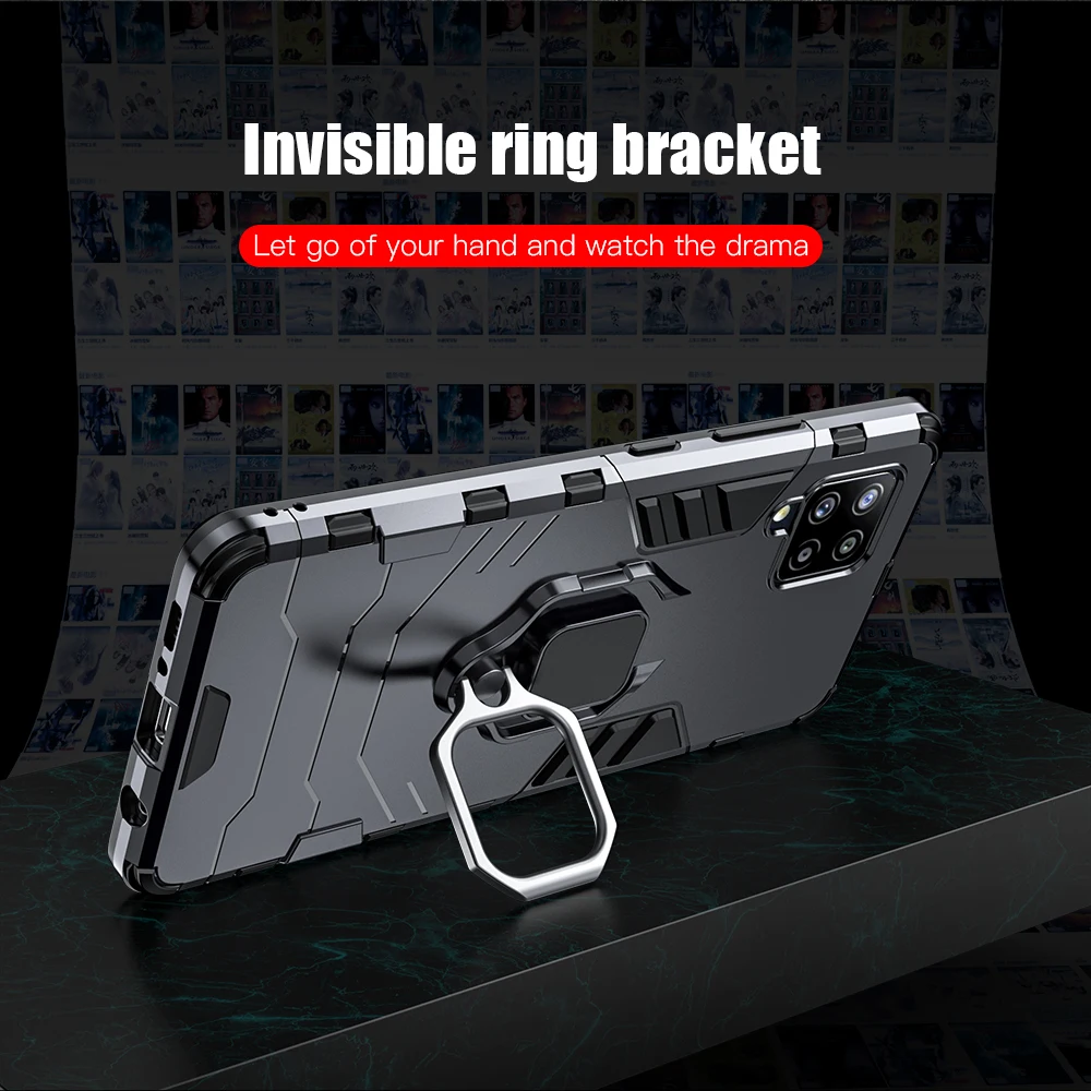 Чехол KEYSION Shockproof Armor для Samsung A42 5G A32 A12 A22 A82 с кольцевой подставкой на заднюю панель телефона Galaxy M32 M12 A01 Core A11 A31.