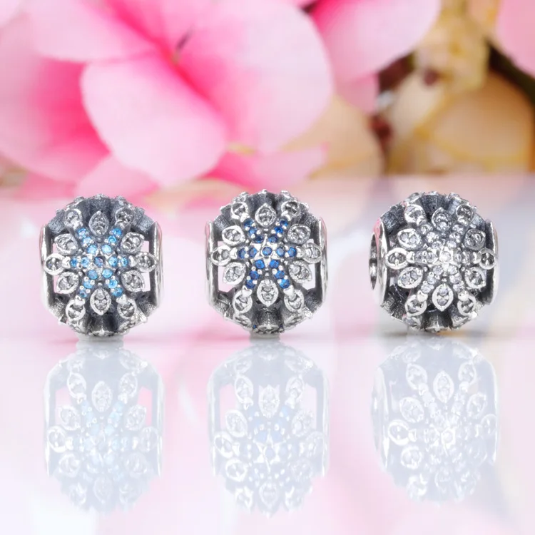 

Amaia S925 sterling silver with diamonds and blue snowflake beads Fit Original Bracelet Pendant Authentic Jewelry