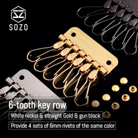 sozo 25pcs wallet key row 6 hooks metal key holders hardware diy accessories tool rivet hook keyring organizer key chain