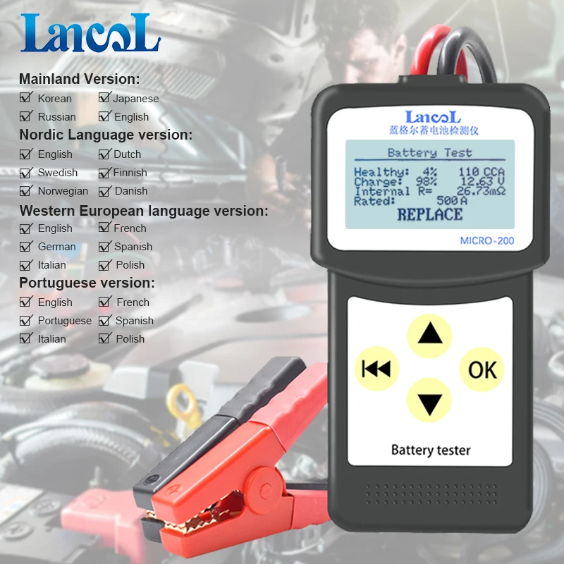 Professional diagnostic tool Lancol Micro 200 Car Battery Tester Vehicle Analyzer 12v cca battery system tester USB for Printing |