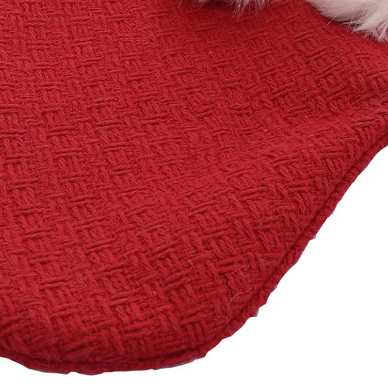 

2021 Eve Christmas Stockings Pompom Hanging Stockings with Faux Fur Cuff For Home Dcoration Costume Socks For Fun New Year