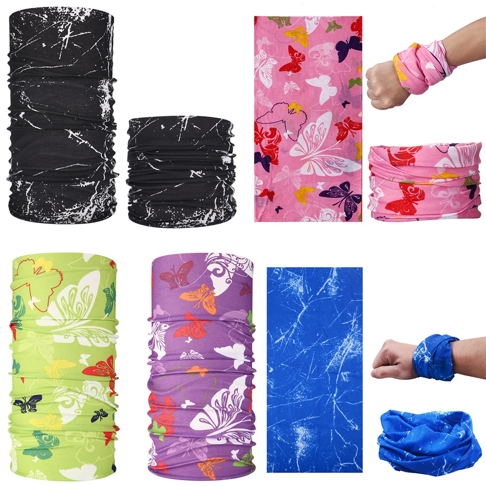 Бандана-бабочка с принтом розовая зеленая фиолетовая для активного отдыха |