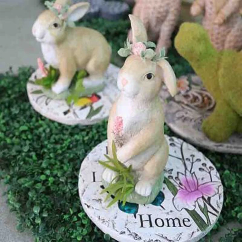 

Resin Bunny Sitting Standing Rabbit Outdoor Garden Statue Easter Decor Micro Landscape Figurine Ornaments H3CC