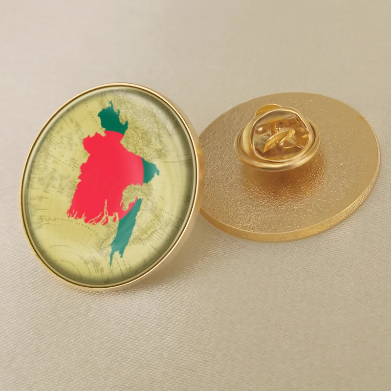 Герб Бангладеш карта Национальный флаг Эмблема с национальным цветочным брошь