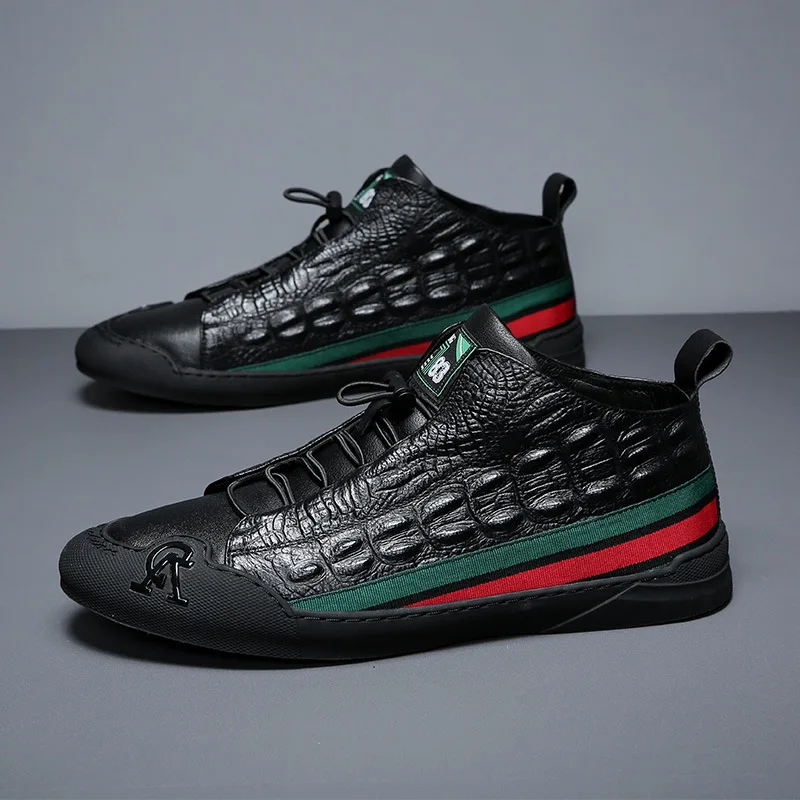 

Genuine Leather High Quality Men Shoes Casual Daily Trendy Sneakers Mens Black Comfortable Footwear Spring / Winter 2020