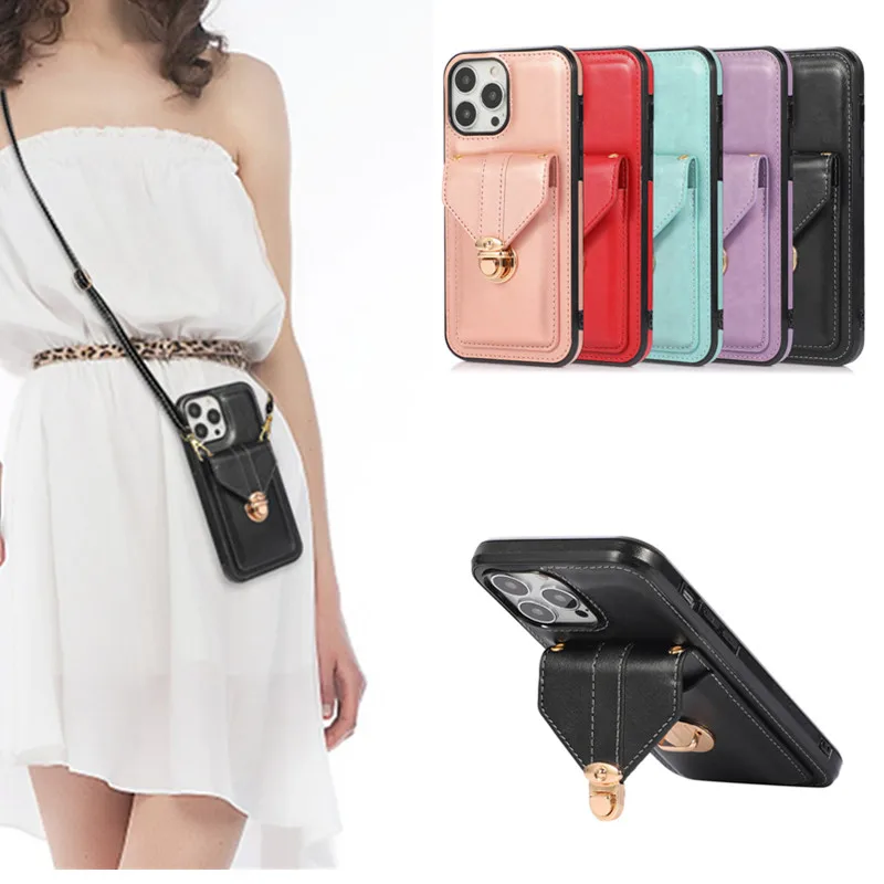 14Pro max Case Card Pocket Wallet Crossbody Chain Leather For iphone 13 pro 11 12 6s 7 8 Plus XS MAX mini |