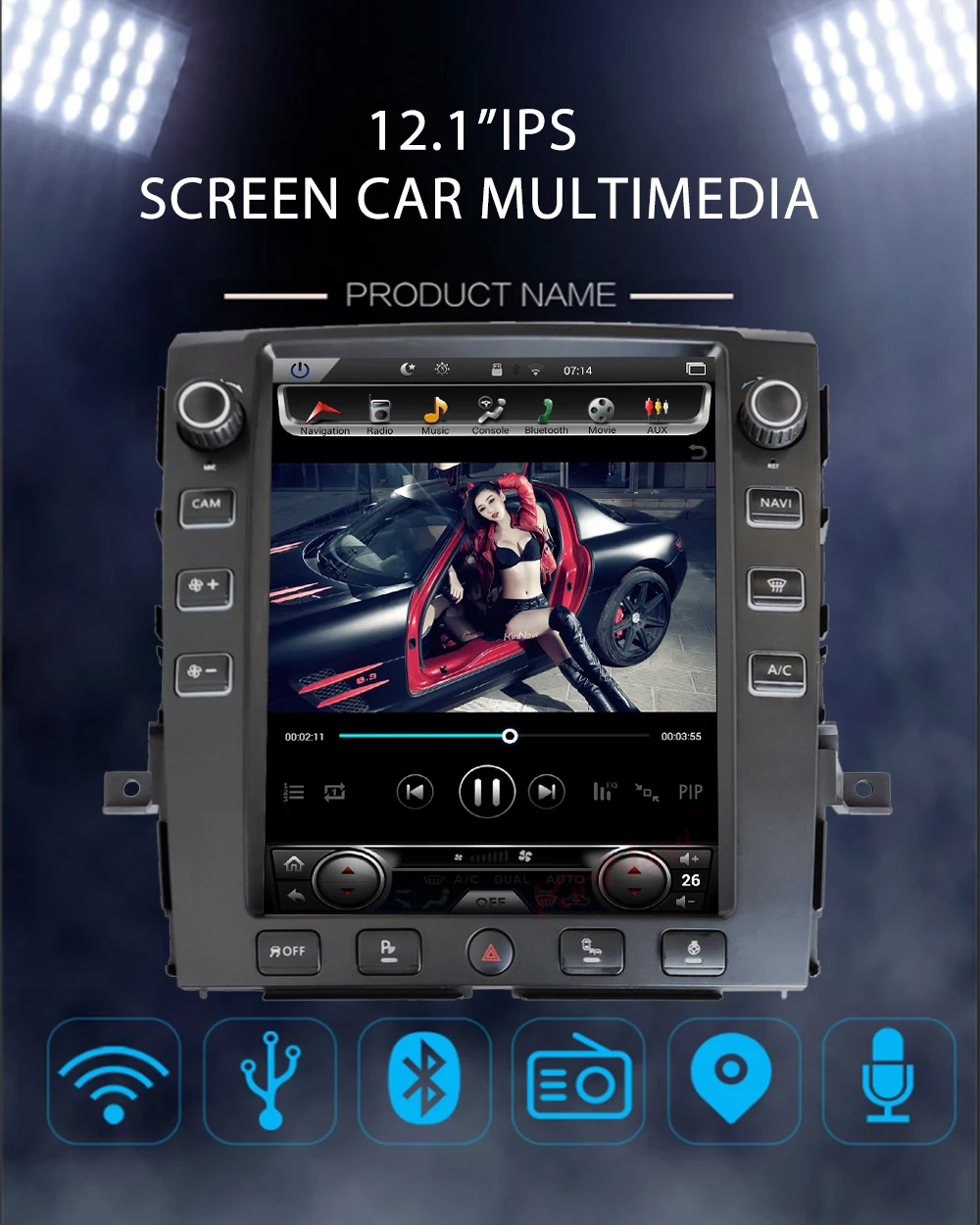 KiriNavi 12," Telsa стиль вертикальный экран Android 8,1 Автомагнитола для Nissan Titan XD автомобильный Dvd мультимедийный плеер gps навигация 4G