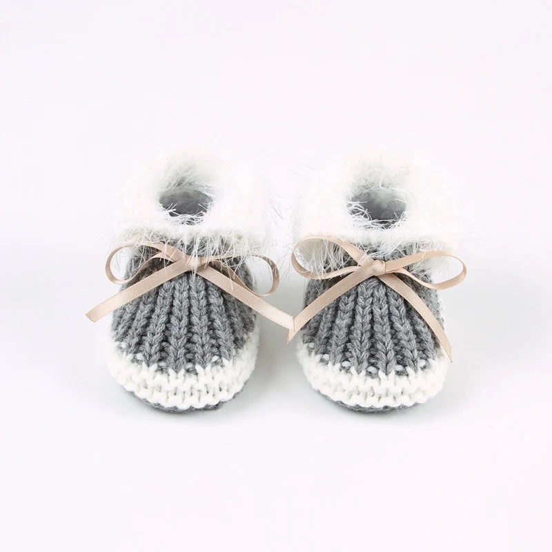 Теплые вязаные ботинки для новорожденных теплые малышей сезон осень-зима