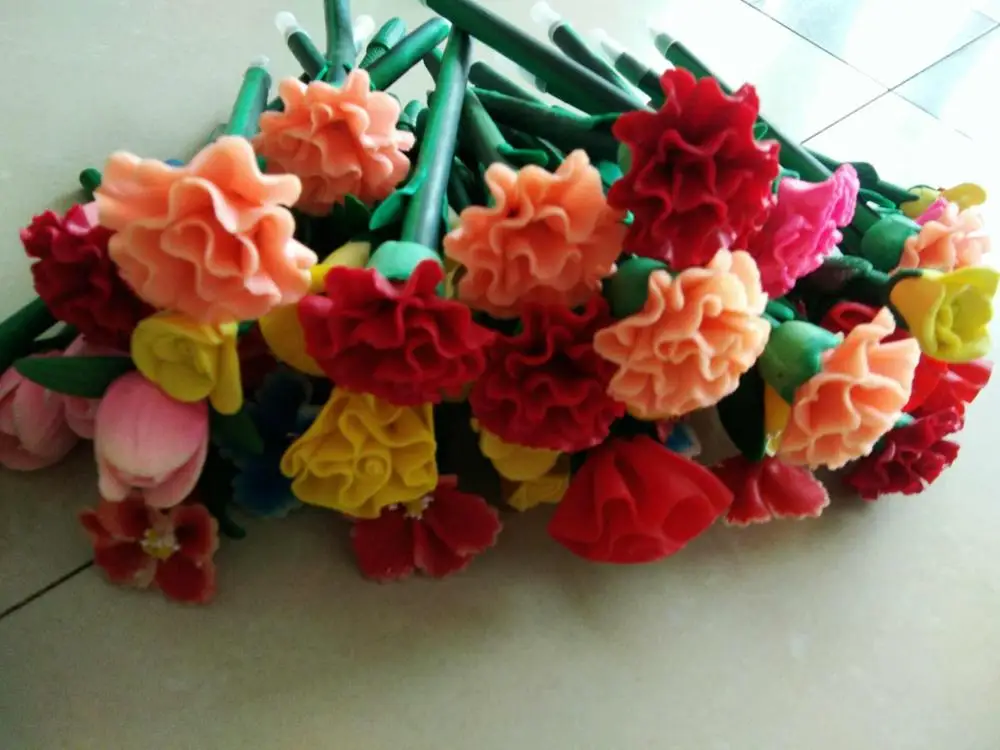 

1piece New Fresh Creative handmade flower pen soft polymer clay flower pen gift beautiful flower pen