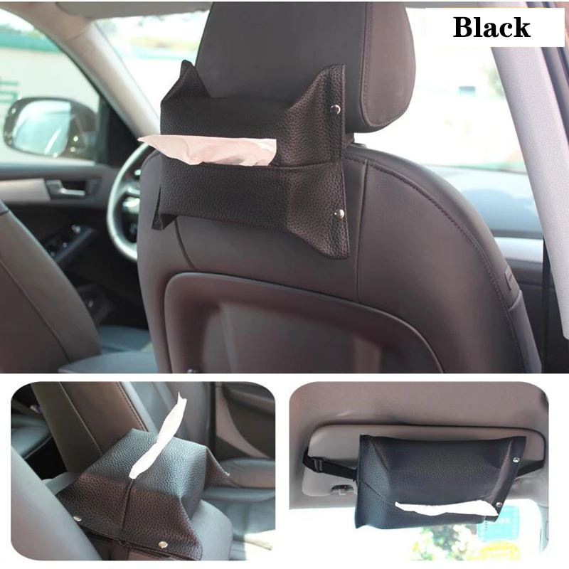 

Car Styling High Quality Tissue Box Sun Visor Leather Auto Tissue Bag Sunvisor Hanging Holder Case Napkin For Car Accessories