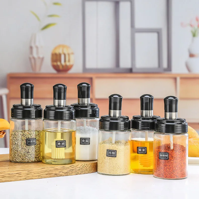 

Jars for Spices Salt shaker Sealed Spice Tools Condiment Seasoning Jars Lid Spoon for Spices Pepper Bottles Kitchen Supplies