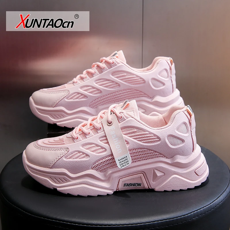 

Women's Chunky Sneakers Thick Bottom Platform Vulcanize Shoes Fashion Breathable Casual Running Shoe for Woman Female 2020 New
