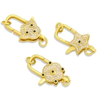 ocesrio large gold plated copper pentagram clasp connector for bracelet necklaces hooks cubic zirconia diy jewelry cspa111