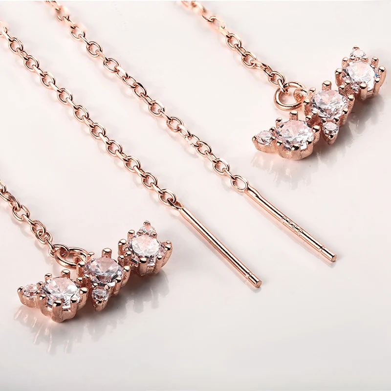 

Chic sterling silver earrings hanging tassel long earrings zircon simple women's earrings4