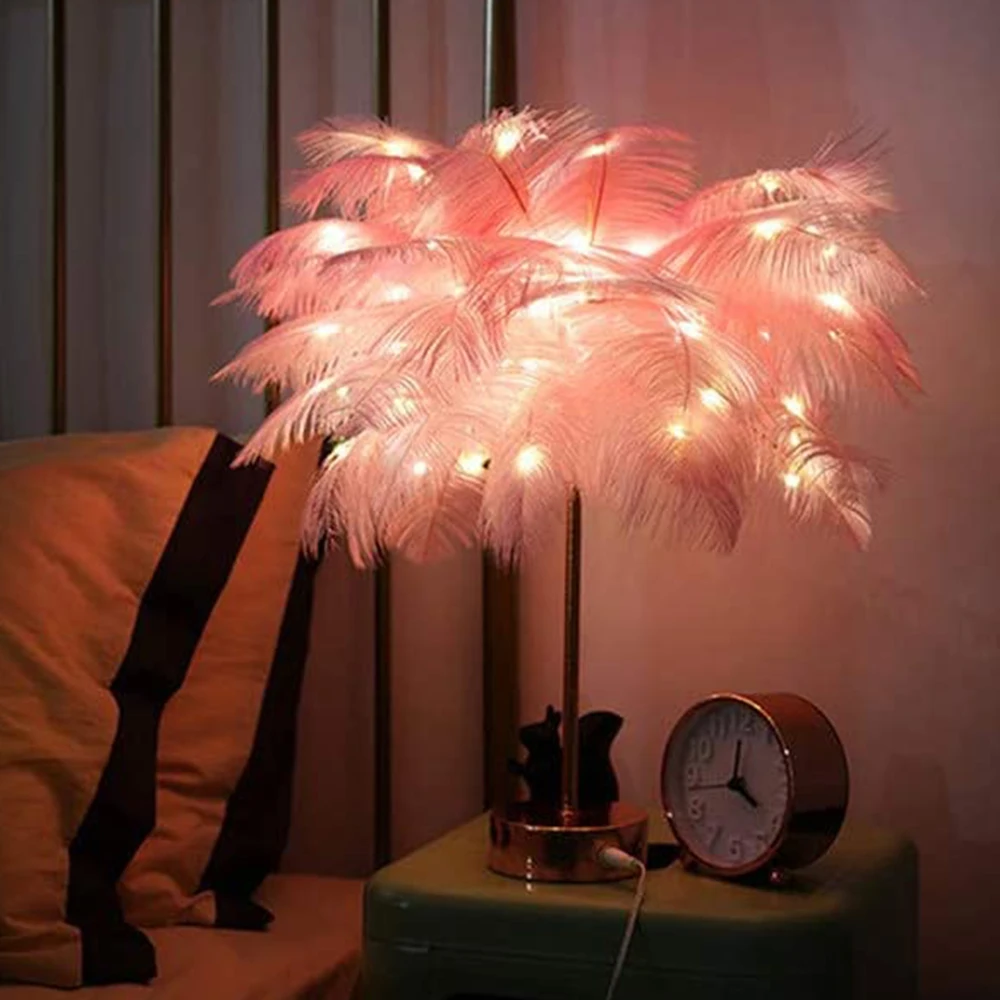 

Lighting Fixture Nordic Desk Lamp Feather Table Lamp Night Light Modern Feather Lamp Table Lamp Decoration Feather Table Lamp