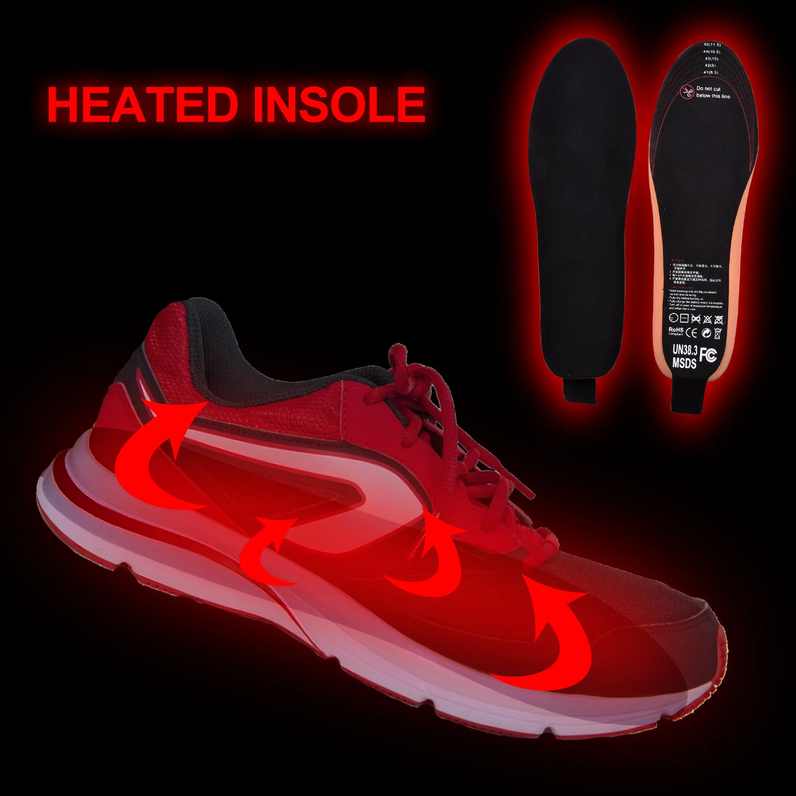 

New USB Heated Shoe Insole 3.7V 2100Mah 3 Temperature Levels Remote Control Wireless Feet Warm Sock Pad Mat Winter Warm Insoles