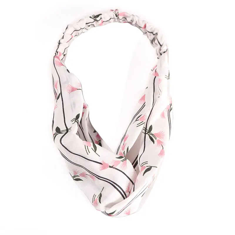 

Floral Print Headbands Simple Hair Accessories Cross Knotted Bohemian Style Hairbands Elastic Hair Band Sweet Flower Headwear
