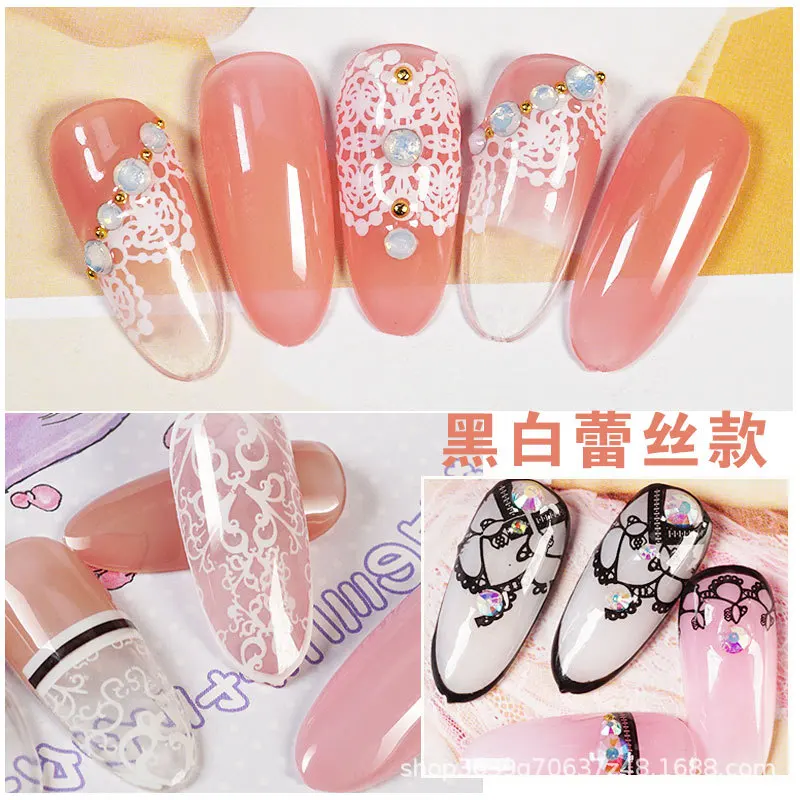 

Net Red Manicure Lace sticker 3D effect diy nail decals small fresh mesh flowers nail art manicure tool