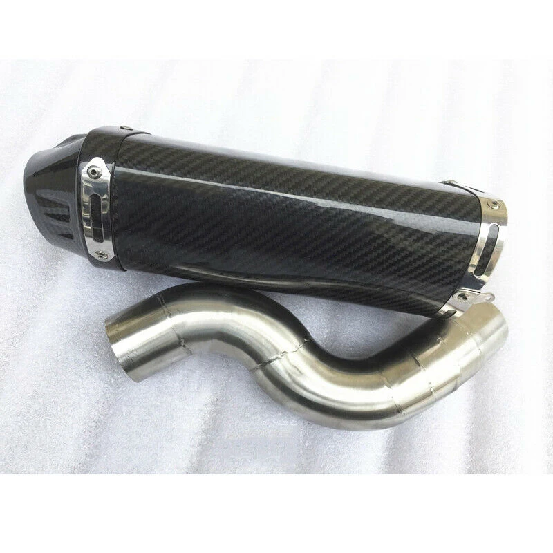 Slip On For Kawasaki Ninja ZX6R ZX636 2004-2008 Motorcycle Exhaust Pipe Mid Link Tube Carbon Fiber Muffler Tip Under Seat | Автомобили и