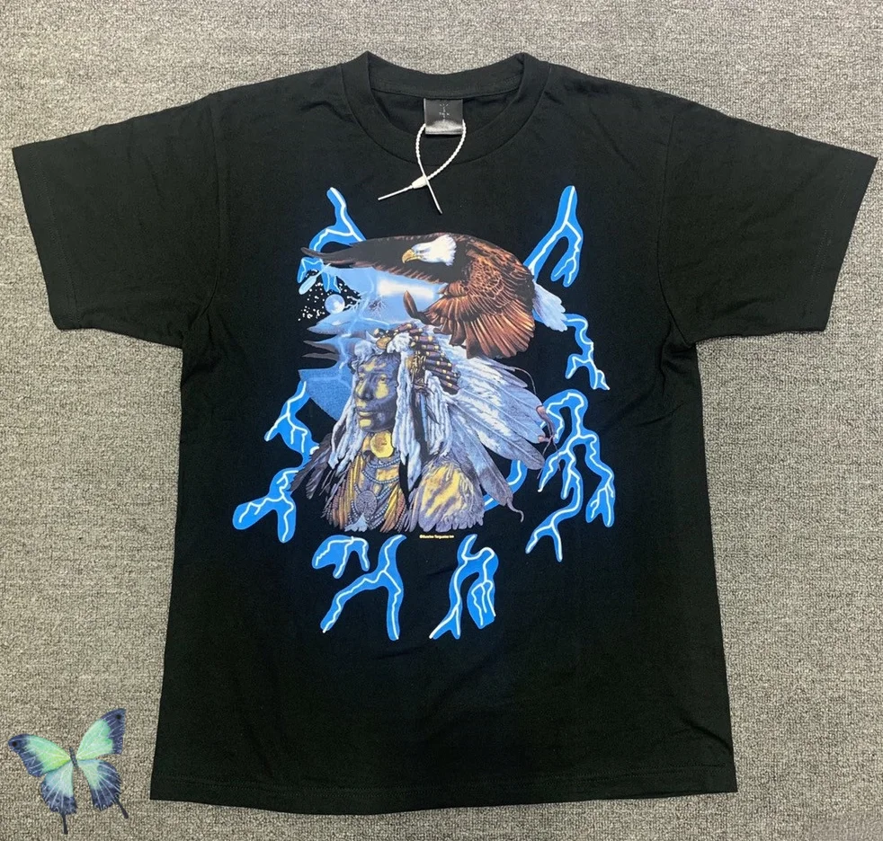 

Travis Scott T Shirt RHUDE Retro Flying Eagle Lightning Print RH T-shirt