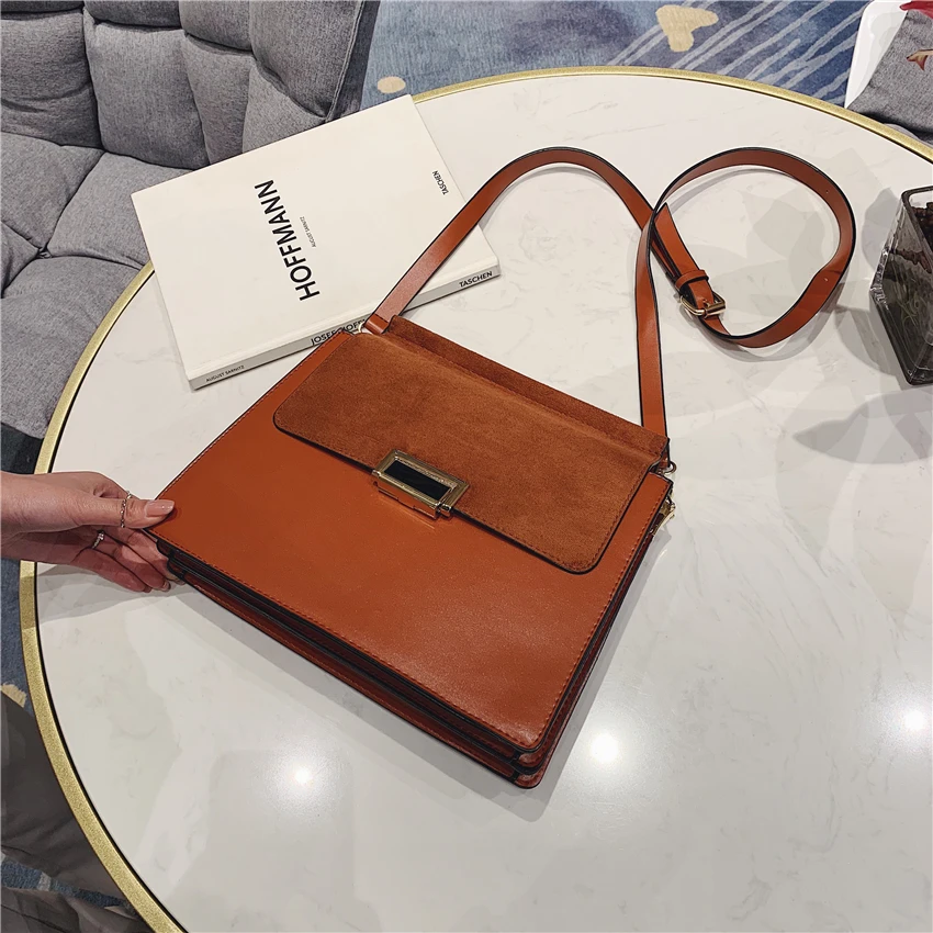 New Fashion Crossbody Bags Over Shoulder Famous Brand Nubuck Leather Handbags Female Large Capacity Messenger Bag Bolsos Mujer