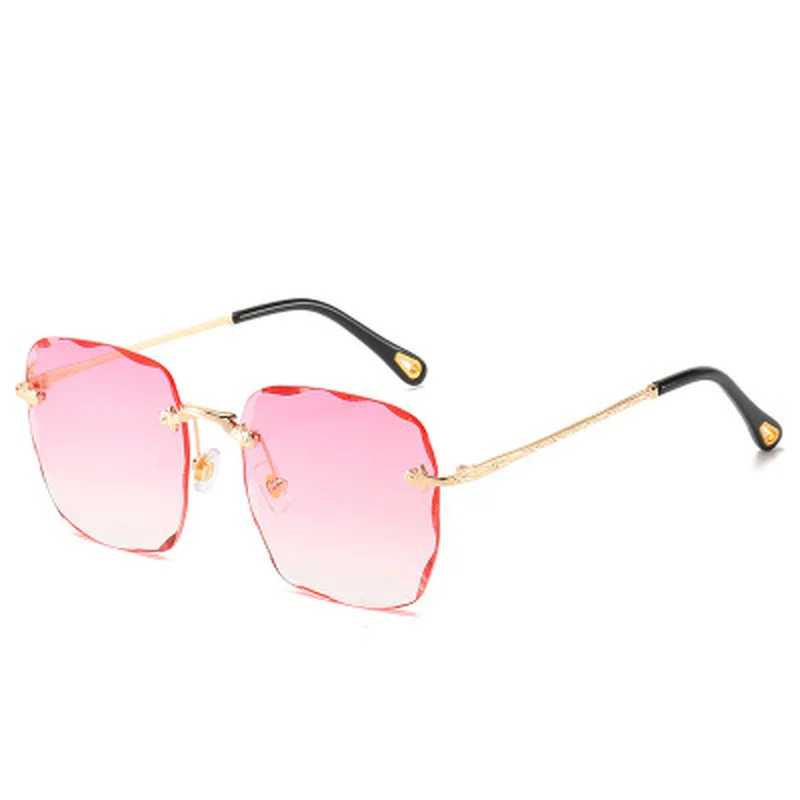 

New Rimless Square Oversized Sunglasses Women Vintage Fishing Sunglasses Luxury Brand Designer Diamond Cutting Lens Gradient