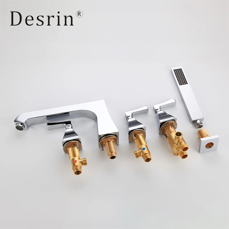 Brass Split Bathroom Shower Faucet With Extended Spout Bathtub Hot And Cold Water Hand Edge | Обустройство дома