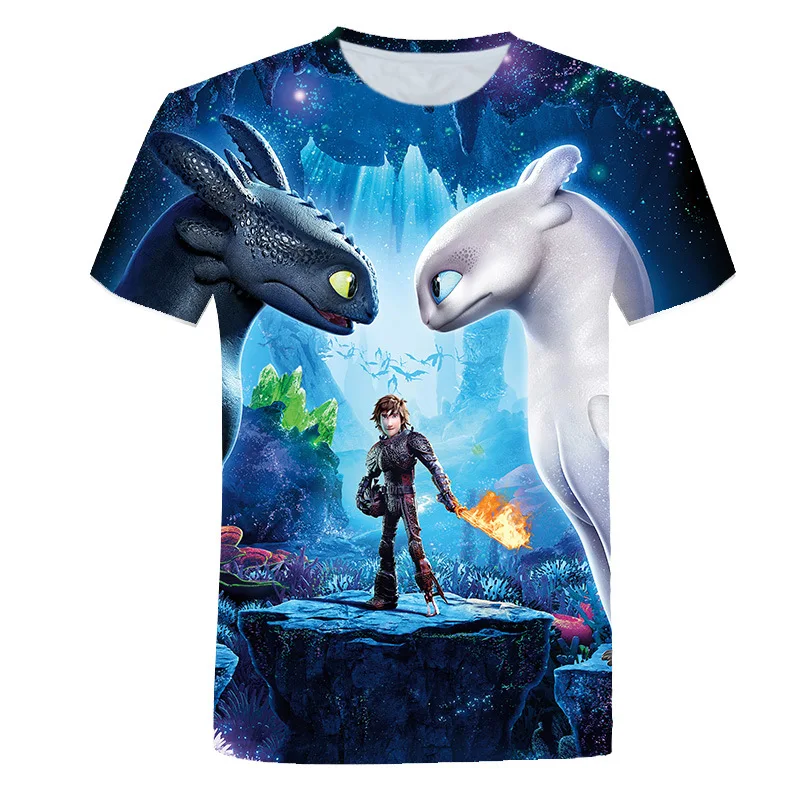 

Футболка для мальчиков, детские футболки с 3d-рисунком маленького дракона из аниме, футболка в стиле Харадзюку, Детская забавная футболка, де...