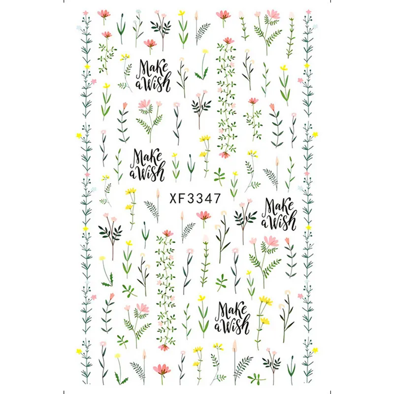 Цветок розы Дизайн ногтей Наклейка модный дизайн образец маргаритки слайдер для