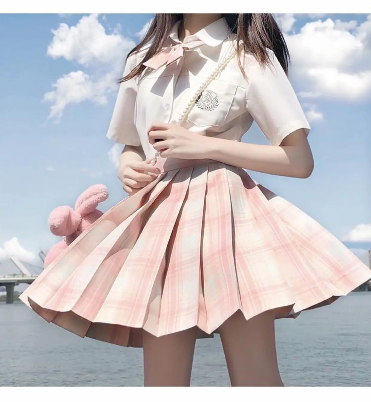 Милая японская форма JK юбка из двух частей в складку хипстерская Студенческая