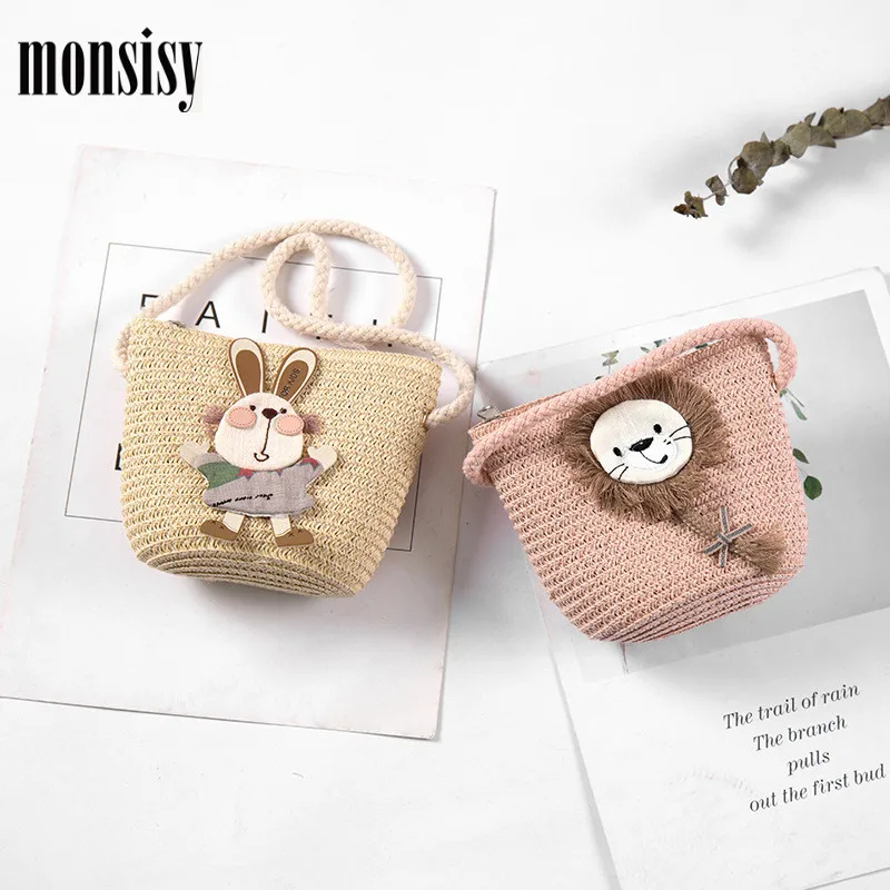 Детская соломенная сумка Monsisy из ротанга для мальчиков и девочек Детский кошелек