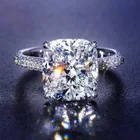 Роскошные блестящие Квадратные Кольца для женщин и девушек в стиле бохо, серебряного цвета, белые кольца Стразы, обручальные кольца обещания для женщин