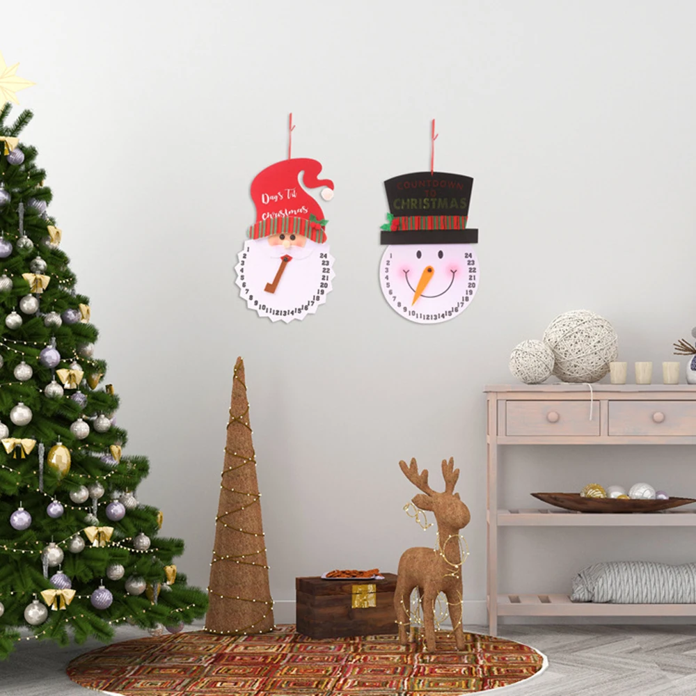 Нетканая Санта Клаус/снеговик рождественские приход обратного отсчета часы с