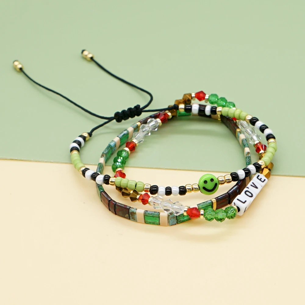 

Go2Boho Miyuki Tila Beads Bracelet Set Women's Valentine's Jewelry Elastic Stretch Bracelets for Girl Gift Letter LOVE Pulseras
