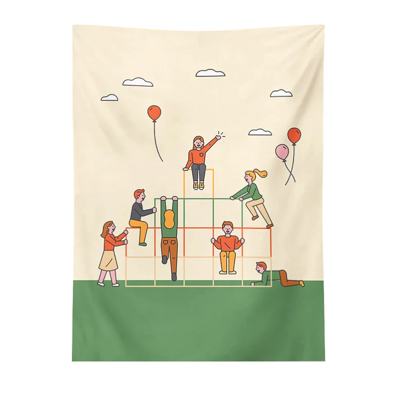 

Colorful Pastel Tapestry Korean Art Aesthetic Summer Landscape Tapestry Geometric Simple Dekoracje Do Pokoju Home Decor DE50GT