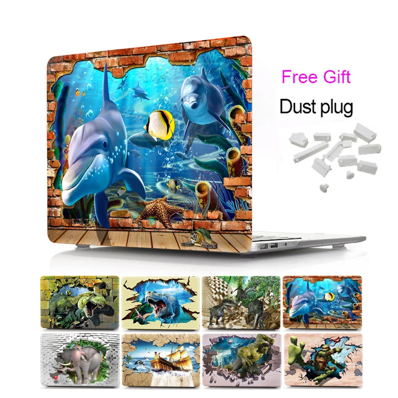 Жесткий чехол для нового Macbook Pro 13 15 дюймов защитный с 3D рисунком динозавра модели