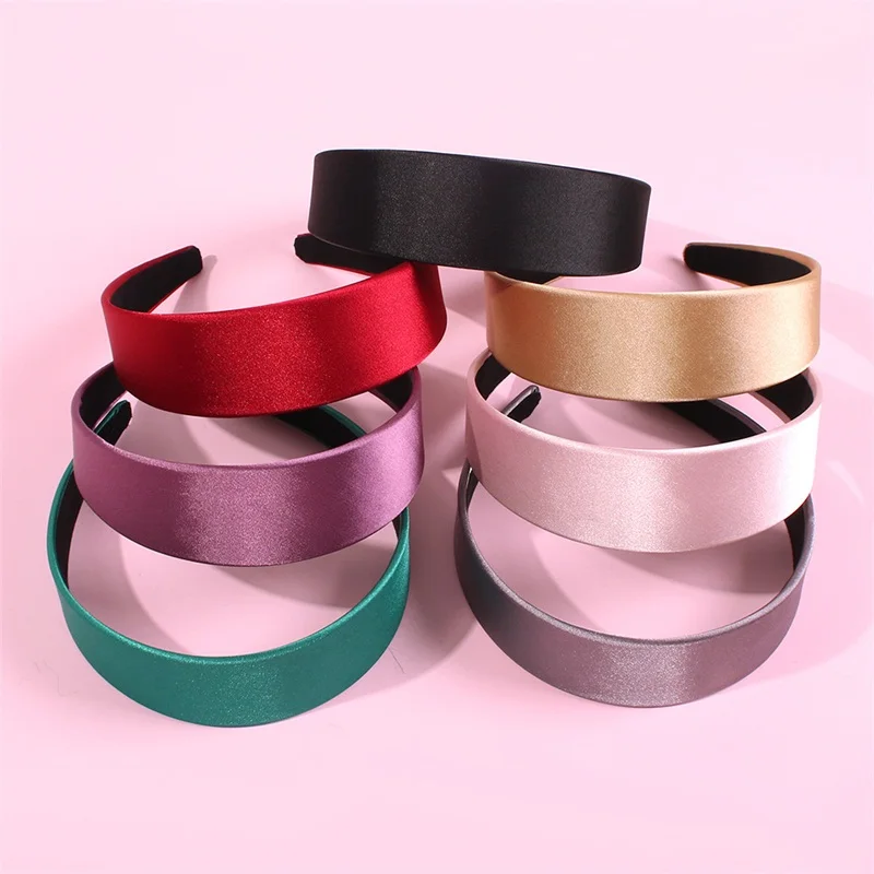 

DUOJIAOYAN Pure Color Girls Headband Matte Satin Hair Band Sweet Candy Color Hair Hoop Fashion Korean Hair Accessories Women