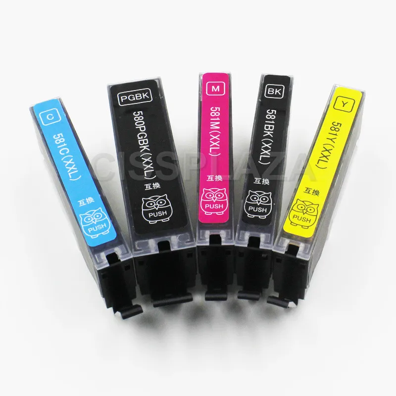 

CISSPLAZA 5colors PGI580 PGI-580 CLI-581 Ink Cartridge compatible for Canon PIXMA TR7550 TR8550 TS6150 TS6151 printer