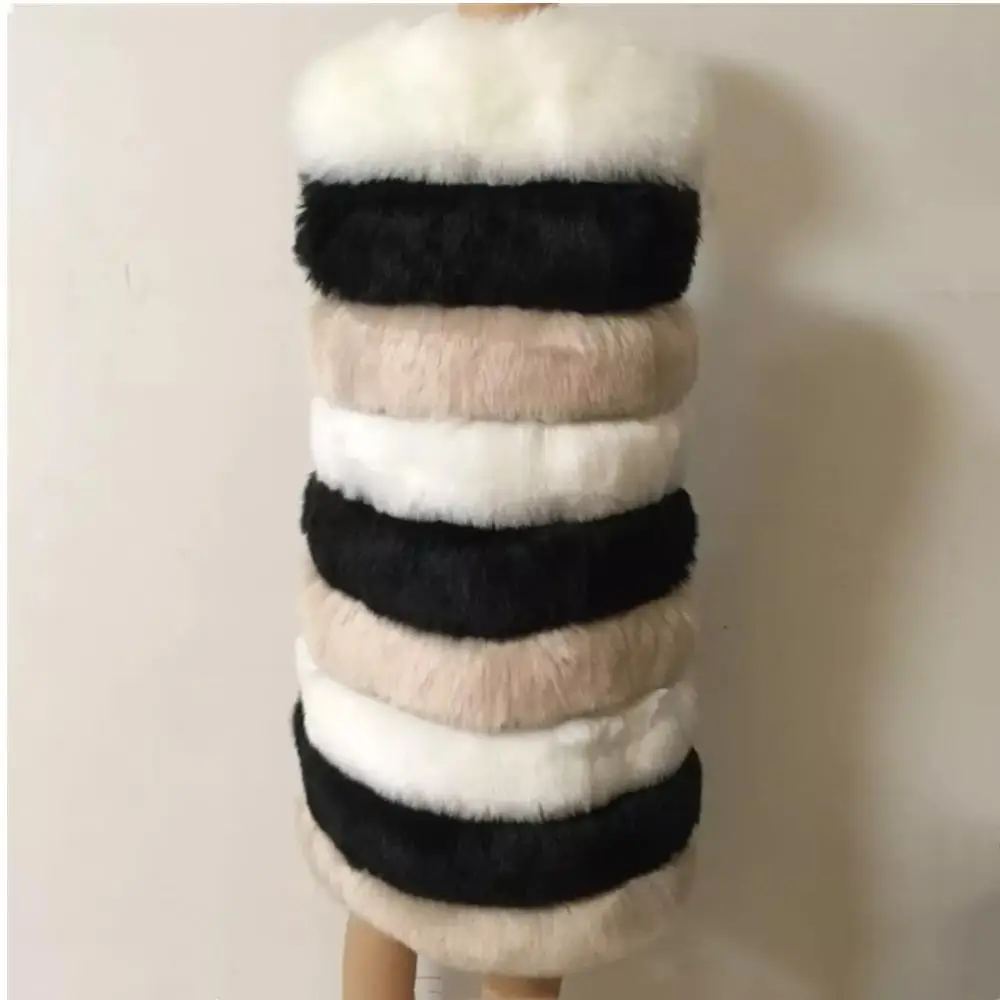 Women Autumn Winter Coat Overcoat Warm Fur Vest Jacket Sleeveless Faux Fur Vest Coat Women Patchwork Color Fake Fox Fur Vest