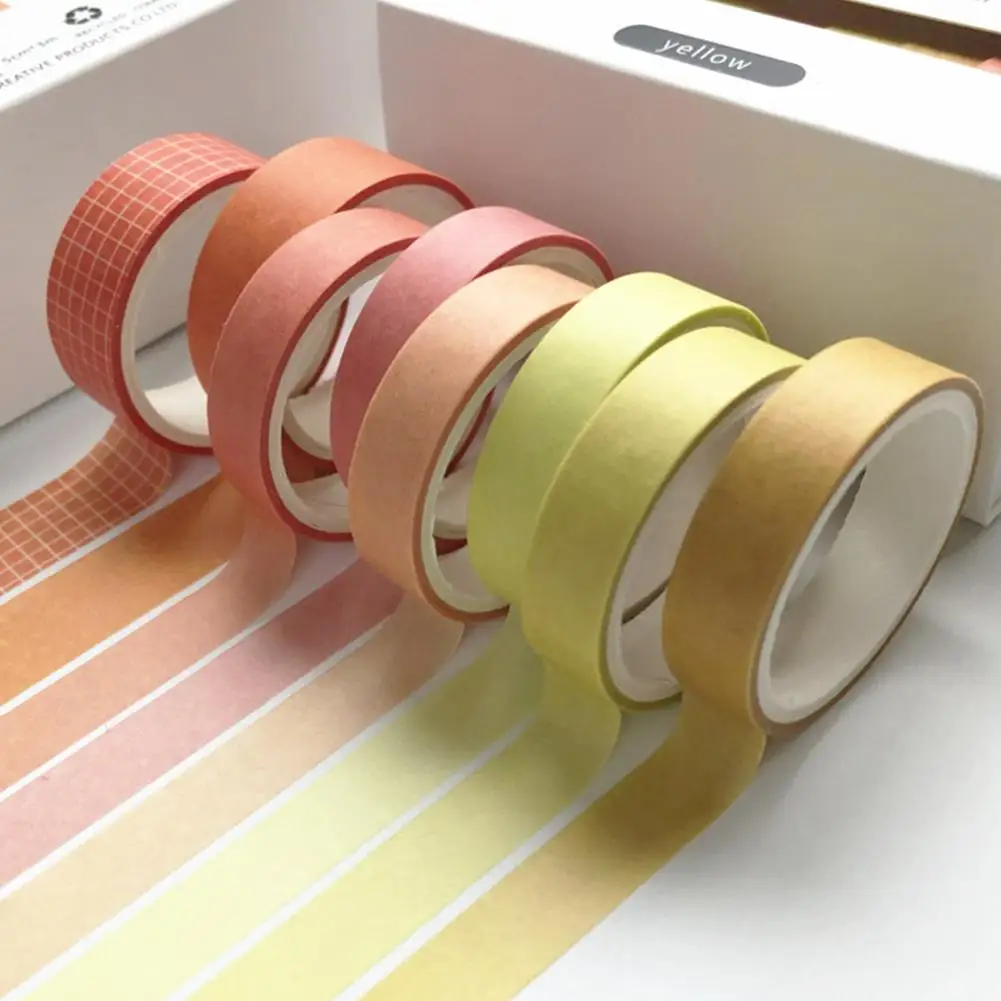 

8Pcs Basic Decoration Tape Diy Scrapbooking Stick Journal Planners Stickers Masking Tape School Office Supply