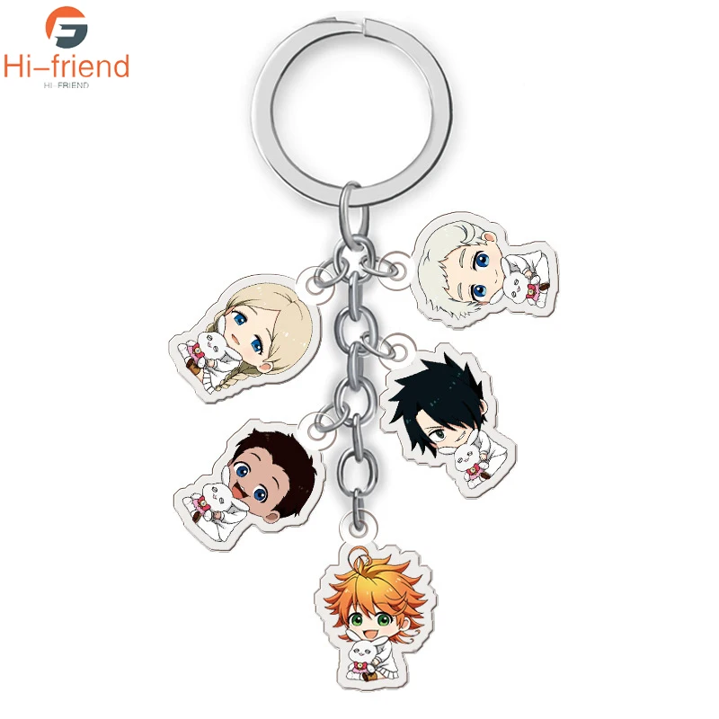 

The Promised Neverland Acrylic Keychain Anime Cute Bohemia Style Emma Norman Keyring for Women Men Cosplay Prop Gift Jewelry
