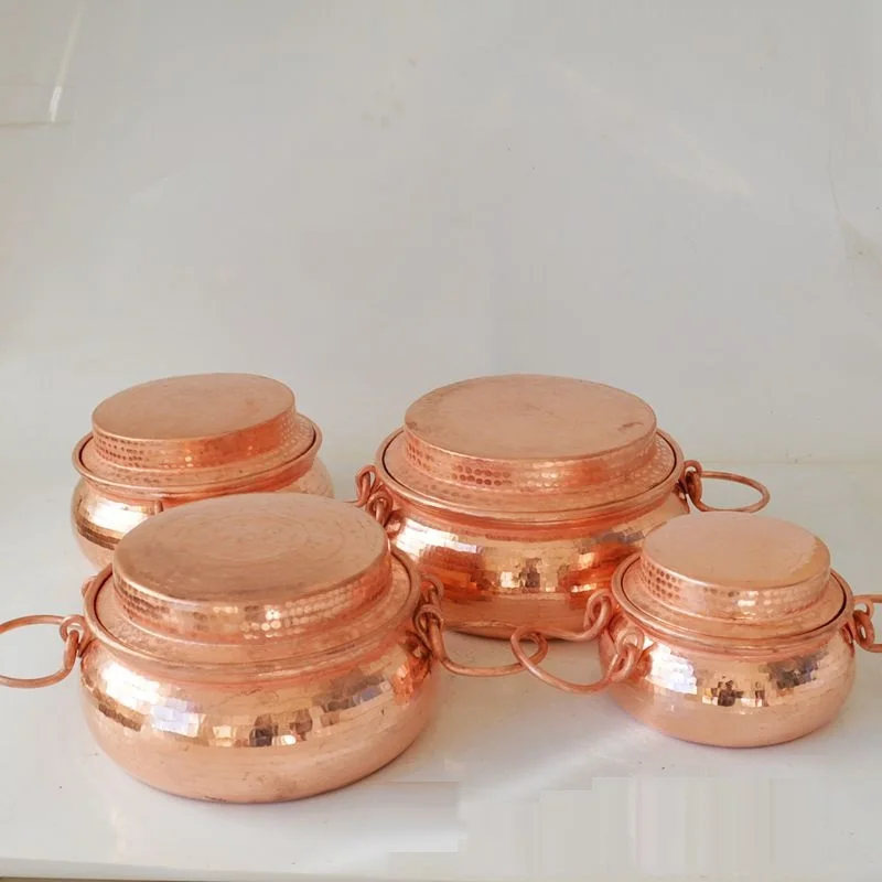 Ручная работа ручка для кастрюли из чистой меди с крышкой толстая плита большая