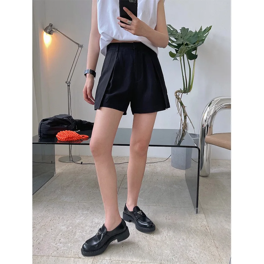 

Summer New Korean Version Simple Fashionable High Waist Wide Leg Shorts Trousers Loose And Thin A-Line Hot Pants