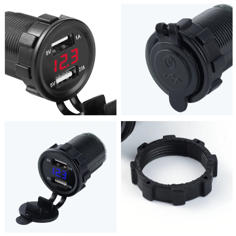 12-24V 4.2A универсальный автомобильный двойной USB разъем порт дисплей напряжения водонепроницаемый мотоциклетные адаптер зарядное устройство комплект Штекер кабель
