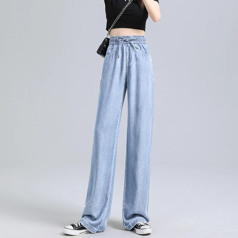 

Baggy Jeans 2021 New High Waist Denim Pants Ladie Loose Mop The Floor Thin Wide Leg Casual Jeans Women Fashion Trousers