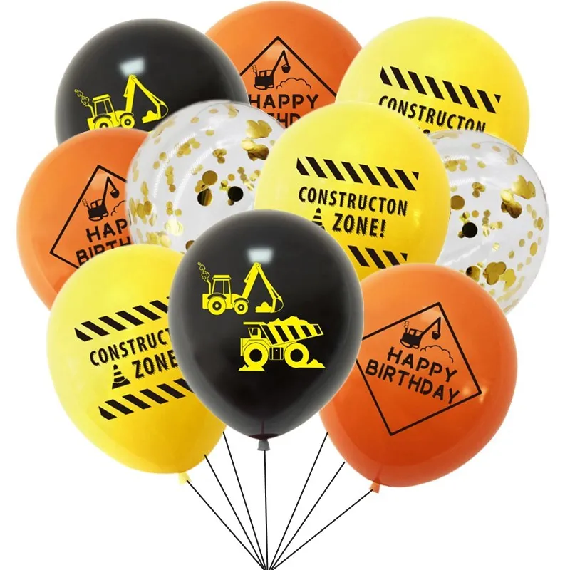 10pcs Construction Vehicle Excavator Latex Balloons Birthday Party Decorations Kids Car Ballon Tractor Globos Baby Shower - купить по