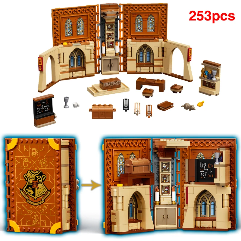 

MOC Movie Magic Book Potions Transfiguration Herbology Charms Class Model Building Blocks Educational Toys for Children Gift