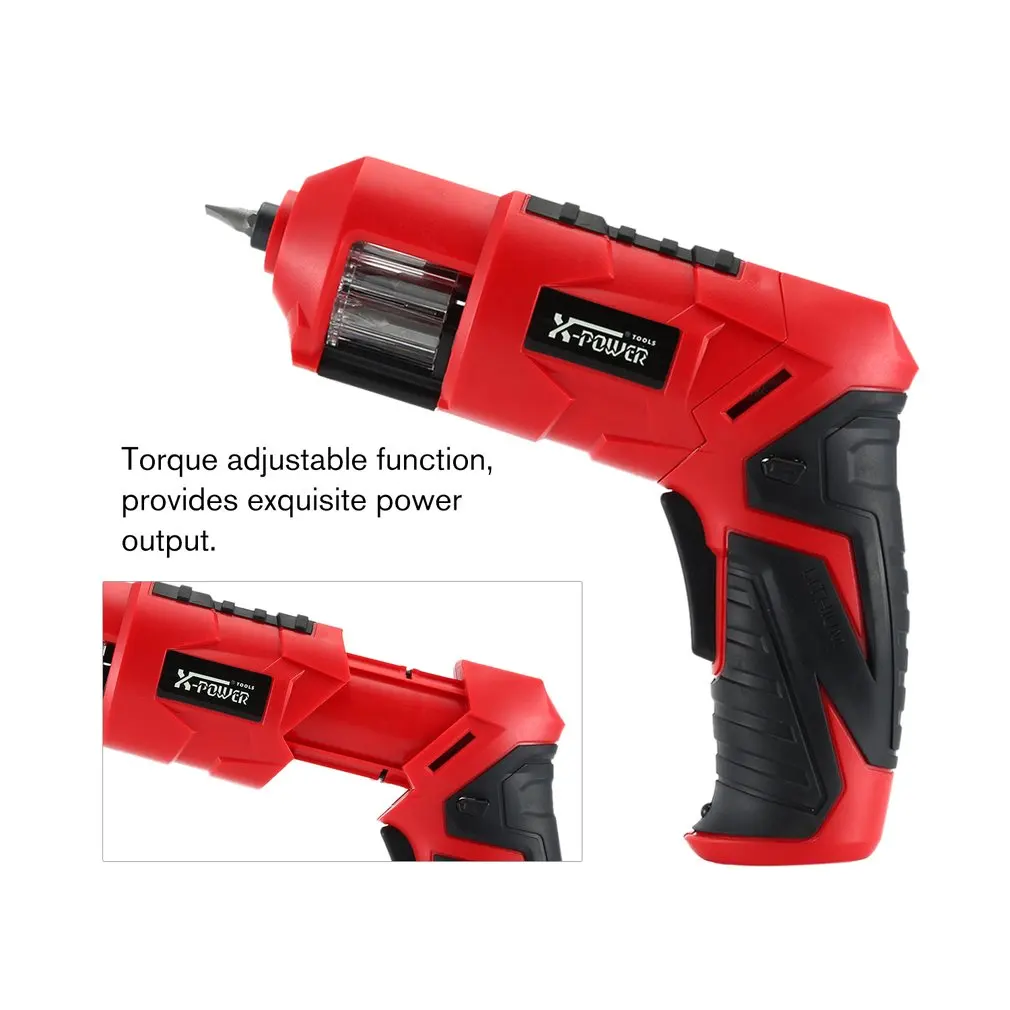 X-power 6V Cordless Electric Screwdriver Bits kit with LED Lighting Wireless Screw Power Driver Drill Power Tools